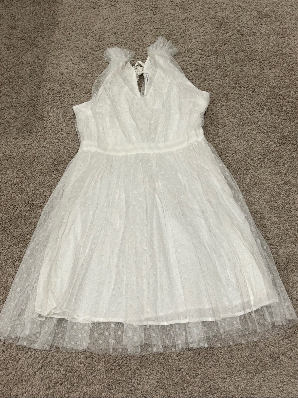 Staccato White Star-Embroidered Tulle Mini Dress